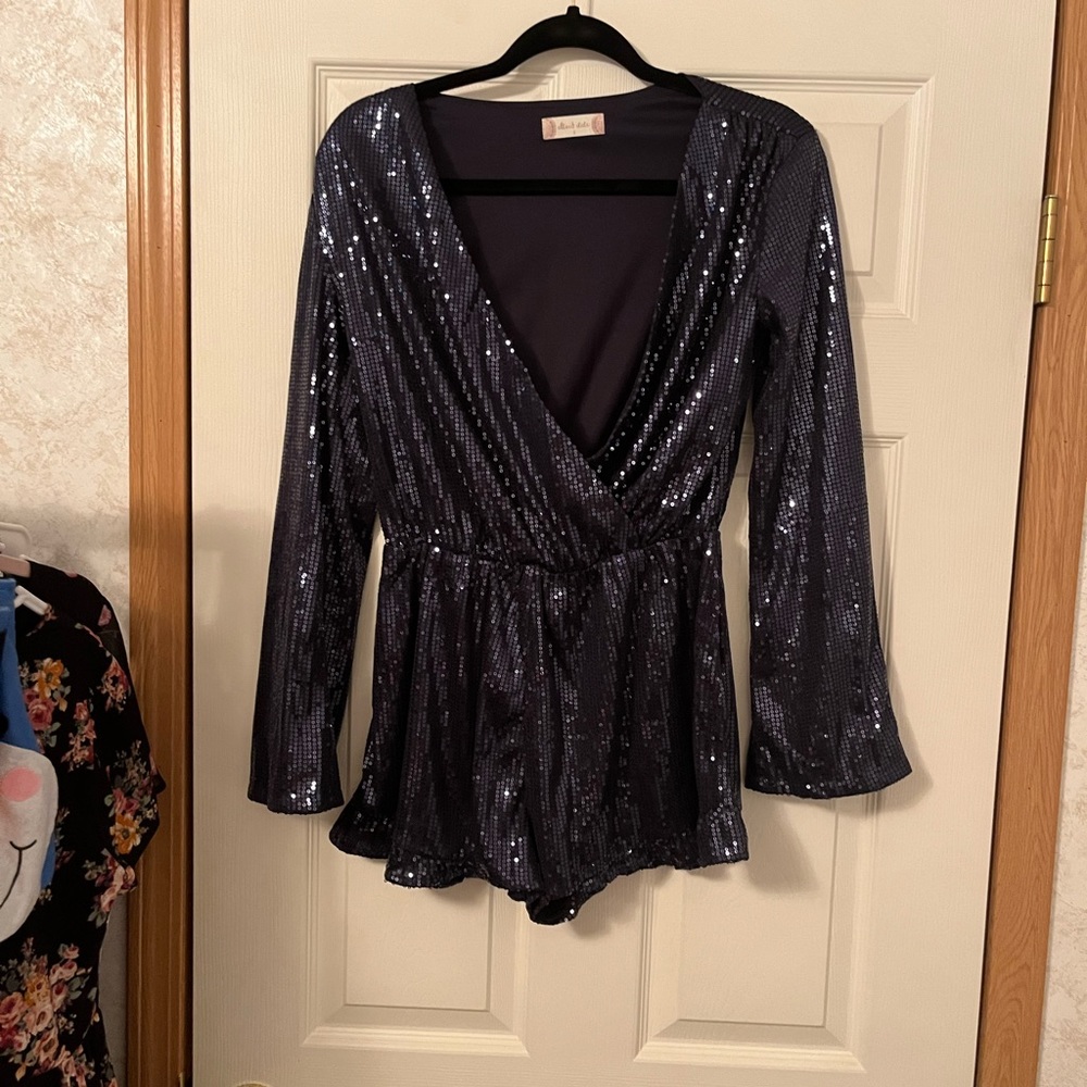 Navy sequin romper